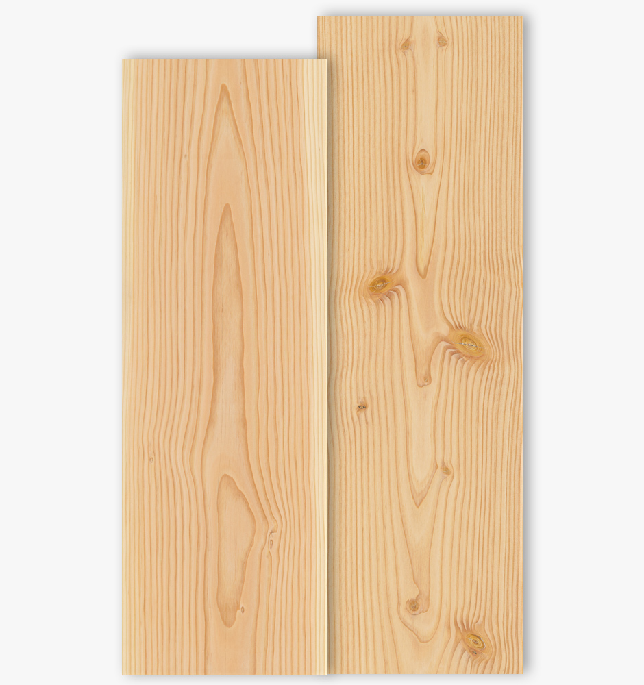 Douglas floor boards with grade type Select and Natur with 300mm width