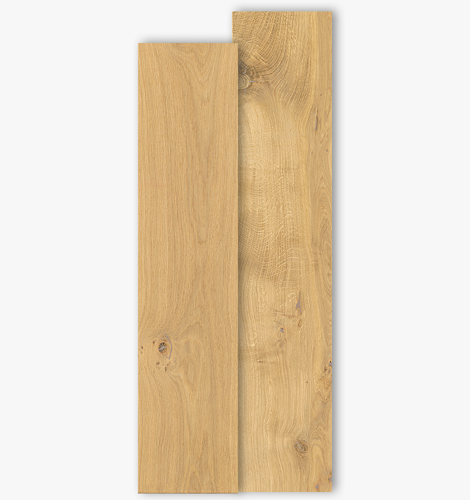 Oak boards with grade types Select and Natur with 200mm width