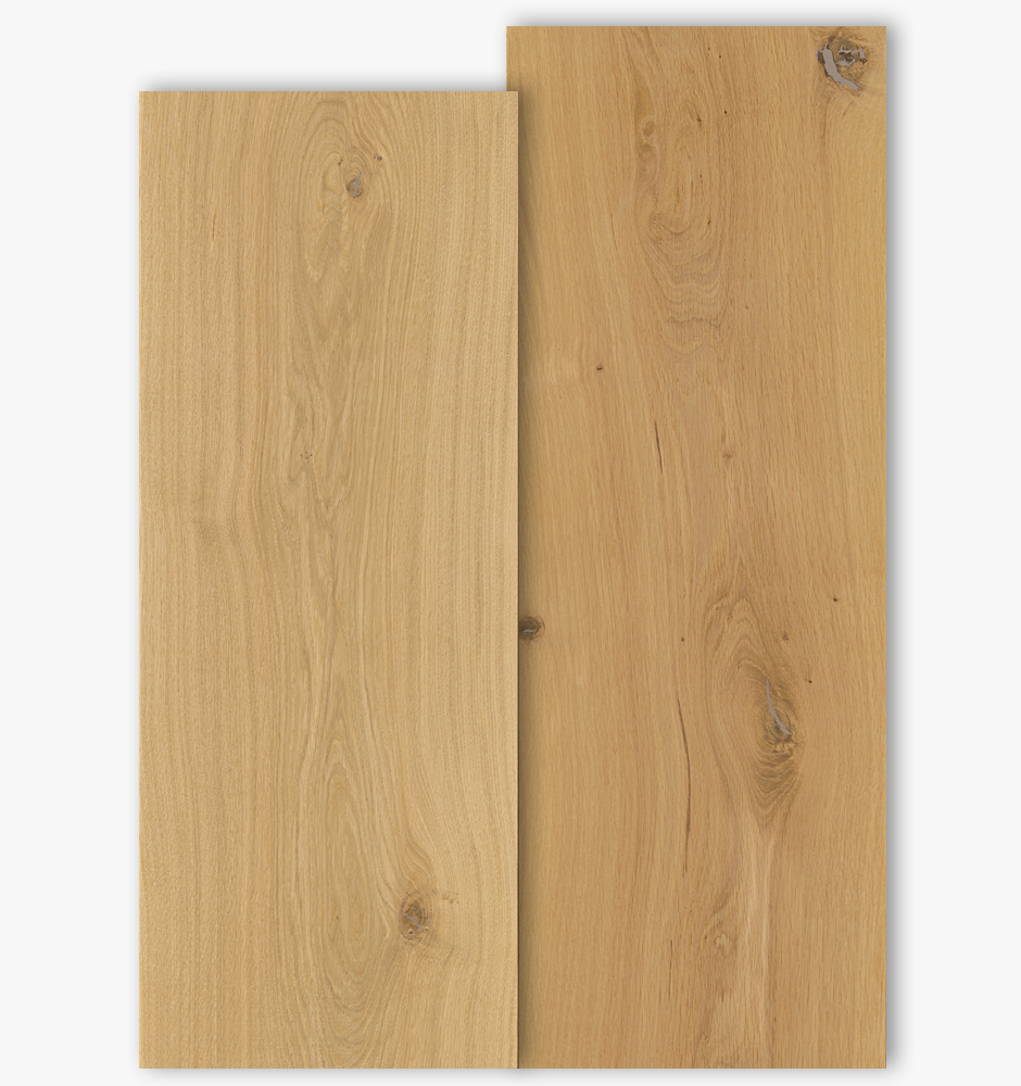 Oak floor boards with grade type Select and Natur with 350mm width