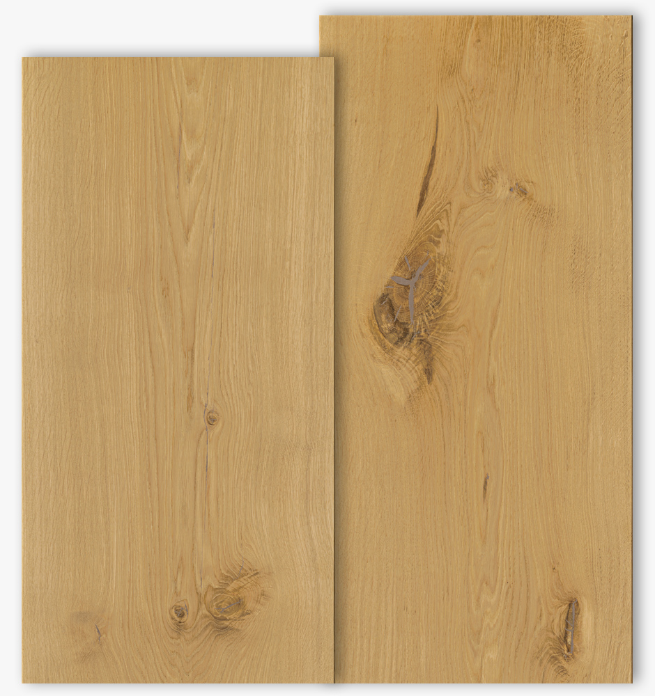 Oak floor boards with grade type Select and Natur with 450mm width
